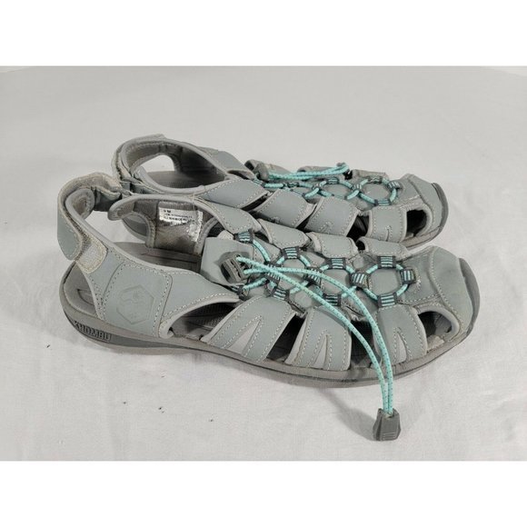 Size 9 Khombu Women's Ashley Active Sandal Gray‎ Teal Light Weight - Picture 1 of 7